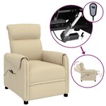 vidaXL Fauteuil inclinable électrique Crème Tissu