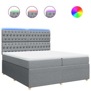 vidaXL Sommier à lattes de lit avec matelas Gris clair 200x200cm Tissu