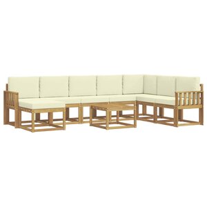 vidaXL Ensemble de canapés d'extérieur 9 pc Blanc et crème