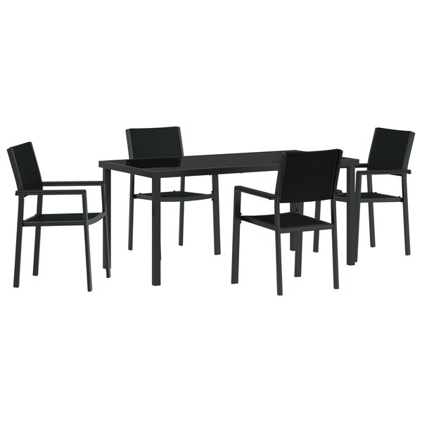 vidaXL Ensemble de dîner de jardin de 4 pièces Noir