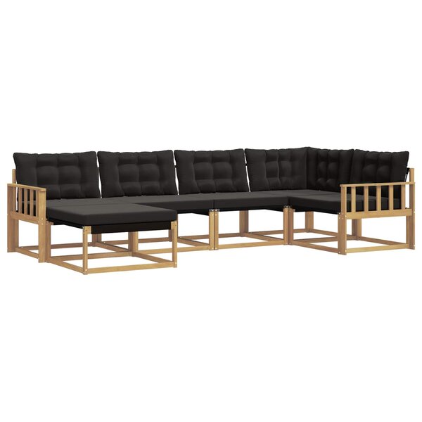 vidaXL Ensemble de canapés d'extérieur 6 Pièces Blanc et noir