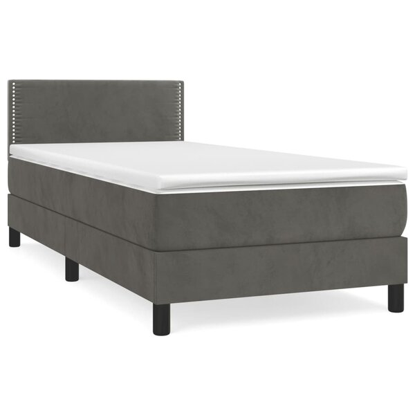 vidaXL Sommier à lattes de lit et matelas Gris foncé 90x190 cm Velours