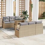 vidaXL Ensemble de canapé de jardin 7 Pièces Beige Poly rotin