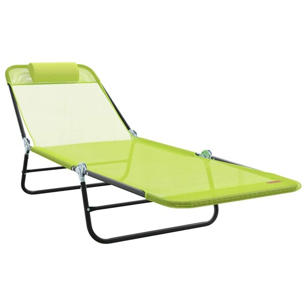 vidaXL Chaise longue pliable avec têtière  vert textilène