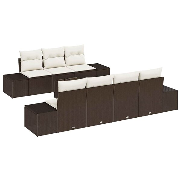vidaXL Ensemble de canapé de jardin avec coussin 8 Pièces Marron et Crème