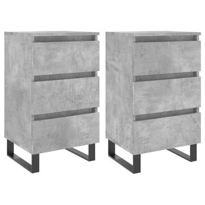 vidaXL Tables de chevet 2 Pièces gris béton 40x35x69 cm bois d’ingénierie