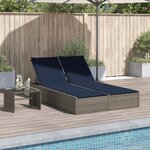 vidaXL Chaise longue double avec coussins gris résine tressée