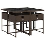 vidaXL Ensemble à manger de jardin 5 Pièces et coussins marron poly rotin
