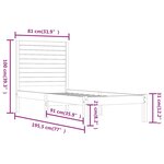 Vidaxl cadre de lit gris bois massif 75x190 cm petit simple
