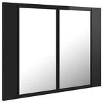 vidaXL Armoire à miroir de bain à LED Noir brillant Acrylique