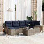 vidaXL Ensemble de canapé de jardin 7 Pièces Gris et marine polyrotin