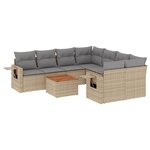 vidaXL Salon de jardin avec coussins 9Pièces mélange beige résine tressée