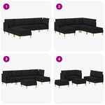 vidaXL Canapé modulaire avec rangement 6 Pièces Noir Tissu
