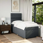vidaXL Sommier à lattes de lit avec matelas Gris foncé 90x200 cm Tissu