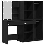 vidaXL Ensemble de table de maquillage LED avec tiroir Chêne noir