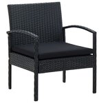 vidaXL Salon de jardin 5 Pièces avec coussins résine tressée noir