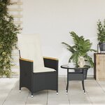 vidaXL Chaise inclinable de jardin avec coussins noir résine tressée