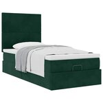 vidaXL Cadre de lit ottoman avec matelas vert foncé 90x200 cm velours