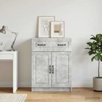 vidaXL Buffet Gris béton 66 x 34 5 x 87 cm Bois d'ingénierie