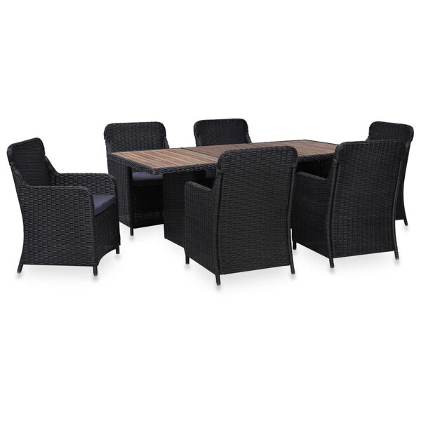 vidaXL Ensemble à manger d'extérieur 7 Pièces Résine tressée Noir