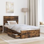 vidaXL Cadre de lit Chêne fumé 90 x 190 cm Bois d'ingénierie