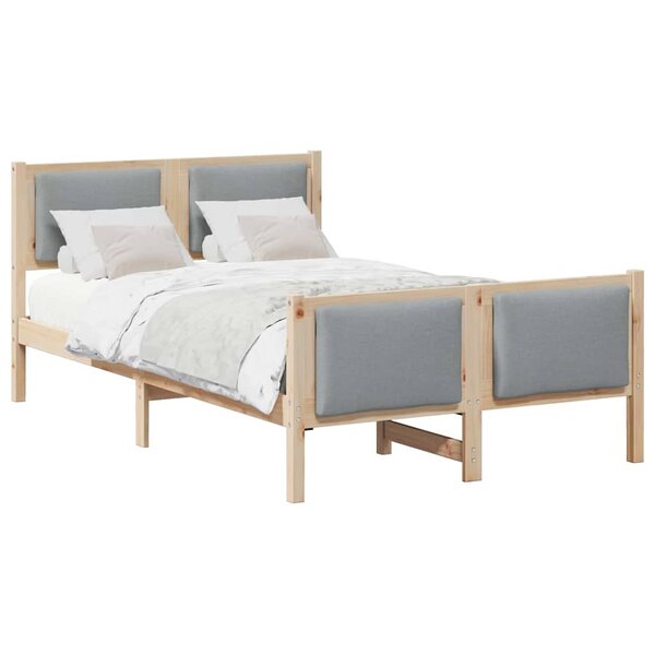 vidaXL Cadre de lit avec tête de lit Gris clair 120 x 190 cm tissu