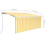 vidaXL Auvent manuel rétractable avec store 3x2 5 m Jaune et blanc