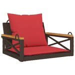 vidaXL Balancelle avec coussins marron 63x62x40 cm résine tressée