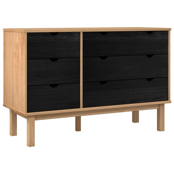 vidaXL Armoire à tiroirs avec tiroir OTTA Noir 111 x 43 x 73 5 cm