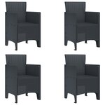 vidaXL Ensemble salle à manger jardin 5 pièces Anthracite Poly Rattan
