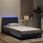 vidaXL Cadre de lit avec LED sans matelas Hanko gris foncé 100x203 cm velours
