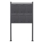 Bloc 6 boites aux lettres sur pied 2x3 v52 anthracite pied de support porte-nom