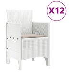 vidaXL Ensemble de jardin 13 Pièces Blanc Grand Plastique & Osier