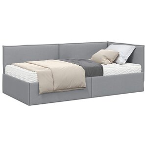 vidaXL Cadre de lit d'angle avec matelas 2 Pièces Gris clair Velours