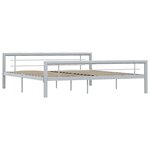 vidaXL Cadre de lit sans matelas gris et blanc métal 180x200 cm
