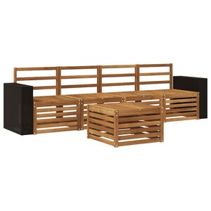 vidaXL Ensemble de canapés d'extérieur 5 Pièces Naturel