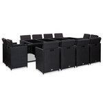 vidaXL Salon de jardin 13 Pièces avec coussins Résine tressée Noir