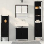 vidaXL Ensemble de mobilier de salle de bain avec étagère 4 Pièces Noir