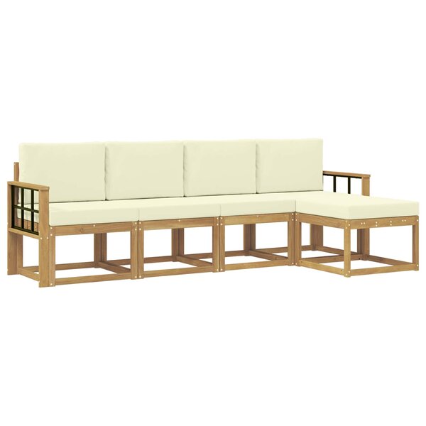 vidaXL Ensemble de canapés d'extérieur 5 Pièces Blanc et crème