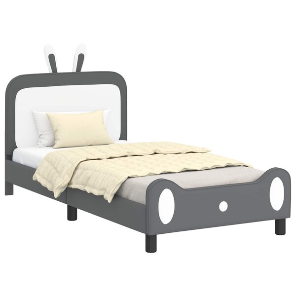vidaXL Cadre de lit pour enfants avec tête de lit Gris clair PU