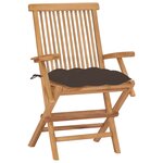 vidaXL Chaises de jardin avec coussins taupe 2 Pièces Bois de teck massif