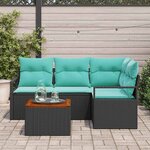 vidaXL Ensemble de canapé de jardin avec coussin 5 Pièces Noir polyrotin