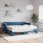 vidaXL Lit de jour avec lit gigogne et matelas bleu 80x200 cm velours