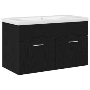 vidaXL Cabinet de salle de bain Chêne noir 80 x 38 5 x 46 cm
