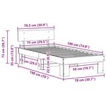 vidaXL Cadre de lit Marron 75 x 190 cm Bois massif en pin
