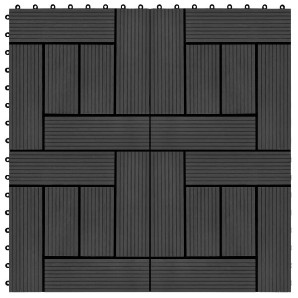 vidaXL Carreaux de terrasse 22 Pièces 30 x 30 cm 2 m² WPC Noir