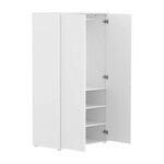 Flexa SAGA Armoire 2 portes a facades rainurees Blanche Boutons metalliques blancs