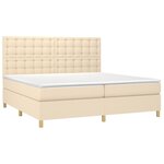 vidaXL Sommier à lattes de lit et matelas et LED Crème 200x200cm Tissu