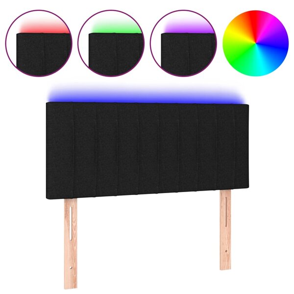 vidaXL Tête de lit à LED Noir 100x5x78/88 cm Tissu