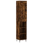 vidaXL Buffet haut Chêne fumé 34 5x34x180 cm Bois d'ingénierie